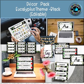 Preview of CLASSROOM DECOR I  EUCALYPTUS  BLACK I labels, signs, posters and charts