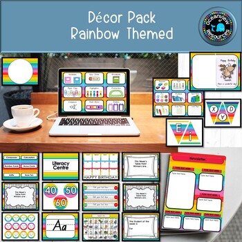 Preview of CLASSROOM DECOR I RAINBOW STRIPES I labels, signs, posters and charts