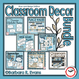 CLASSROOM DECOR and DISPLAY BUNDLE Blue and Beige Theme