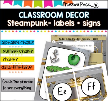 Preview of CLASSROOM DECOR l STEAMPUNK I Labels, signs, posters and charts