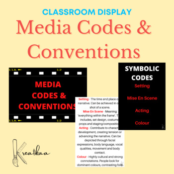Preview of CLASSROOM DISPLAY - Media Codes & Conventions (With Descriptors)