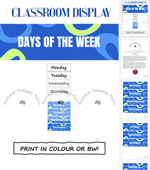 Preview of CLASSROOM DISPLAY PRINTABLES: DAYS OF THE WEEK