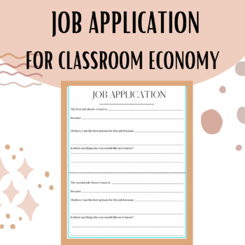 Preview of CLASSROOM ECONOMY JOB APPLICATION