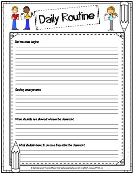 SUBSTITUTE FORMS - Daily Routines (classroom form) by Create Success ...