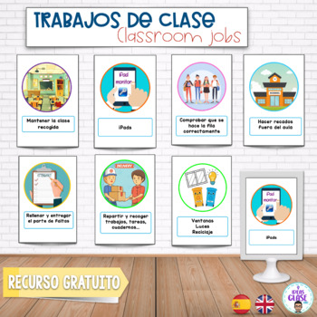 Preview of CLASSROOM JOBS- AYUDANTES CLASE- Cooperative learning roles- Roles cooperativo