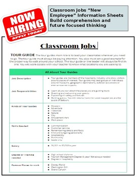 Preview of Classroom Jobs (Real world connections)