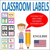 CLASSROOM LABELS IN ENGLISH - WITH PICTURES AND EDITABLE VERSIONS