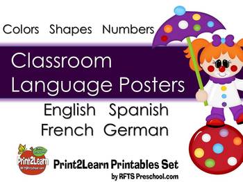 Preview of CLASSROOM LANGUAGE POSTERS {English, Spanish, French and German)