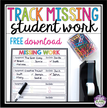 Preview of Classroom Management Form for Missing Student Work - Tracking Assignments Form