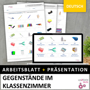 Preview of Gegenstände im Klassenzimmer Arbeitsblatt PDF+Word [Classroom Objects in German]