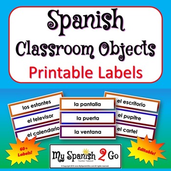 Preview of CLASSROOM OBJECTS:  Spanish Labels