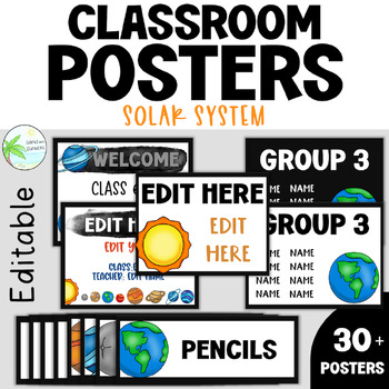 Preview of CLASSROOM POSTERS | Editable | Space theme