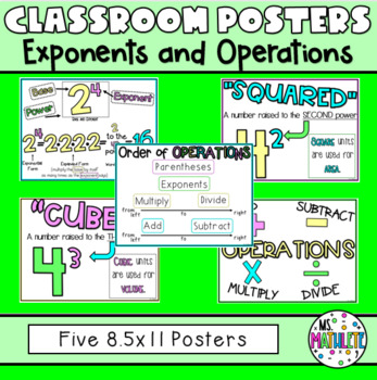 Preview of CLASSROOM POSTERS:  Exponents and Operations