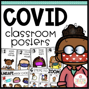 Preview of CLASSROOM POSTERS FOR COVID SAFETY (HAND WASHING, MASKS, GREETINGS, ZOOM RULES)