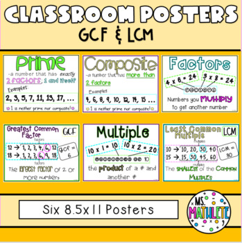 Preview of CLASSROOM POSTERS:  Greatest Common Factor and Least Common Multiple