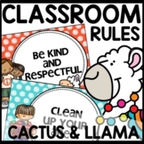 Classroom Rules Posters Cactus and Llama Editable