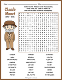 CLAUDE MONET Biography Word Search Puzzle Worksheet Activity