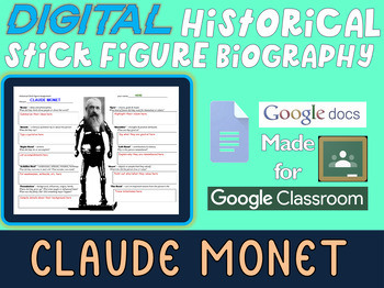 Preview of CLAUDE MONET Digital Historical Stick Figure Biography (MINI BIOS)