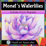 CLAUDE MONET WATERLILY Impressionist Art lesson with VIDEO