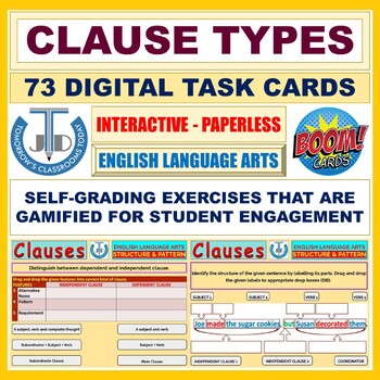 Preview of CLAUSE TYPES: 73 BOOM CARDS