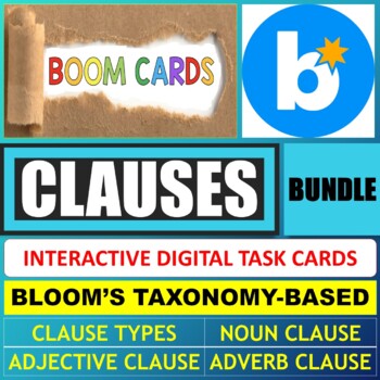 Preview of CLAUSES - NOUN CLAUSE - ADJECTIVE CLAUSE - ADVERB CLAUSE - BOOM CARDS - BUNDLE