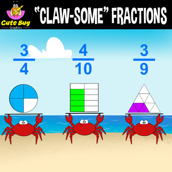 Preview of FRACTIONS CLIP ART - “CLAW-SOME” FRACTIONS | CRAB THEME CLIP ART SET