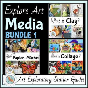 Preview of CLAY, COLLAGE and PAPIER-MÂCHÉ BUNDLE 1 Art center Media Guides for Art Stations
