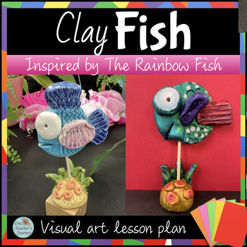 Preview of CLAY art lesson sea themed FISH ceramics project  for elementary sculpture