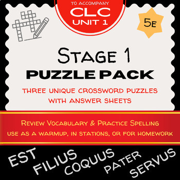 Preview of CLC Stage 1 Crossword Puzzle Pack - Cambridge Latin