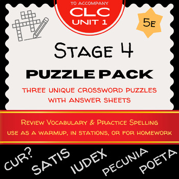 Preview of CLC Stage 4 Crossword Puzzle Pack - Cambridge Latin