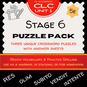 Preview of CLC Stage 6 Crossword Puzzle Pack - Cambridge Latin