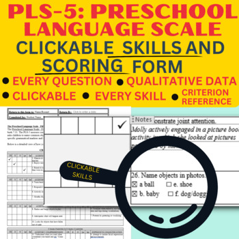 Preview of CLICKABLE Full Assessment Form:  (PLS-5) Preschool Language Scale-5