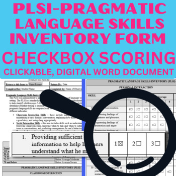 Preview of CLICKABLE CHECKBOX form: (PLSI) Pragmatic Language Skills Inventory -full test