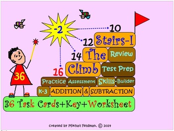Preview of ADDITION & SUBTRACTION: CLIMB THE STAIRS 3 TEAMS IN-CLASS COMPETITION TASK CARDS