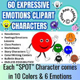 Preview of CLIP ART BUNDLE!  60 CUTE "SPOT" CHARACTERS:  6 Emotions Each in 10 Colors!