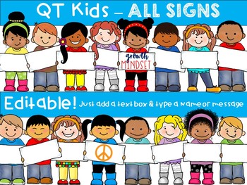 Preview of CLIP ART -  QT Kids - ALL Signs!  - Multicultural Kids Clipart