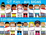 CLIP ART -  QT Kids - ALL Signs!  - Multicultural Kids Clipart