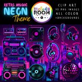 CLIP ART: Retro Neon Music and Instruments