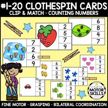 Preview of CLIP and MATCH - Clothespin Cards - #1-10 Counting Numbers - 12 Color Sets