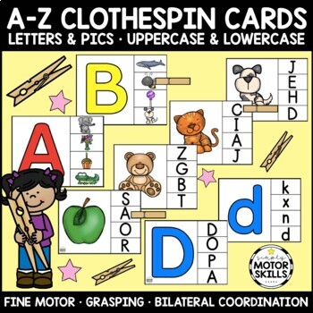 Preview of CLIP and MATCH - Clothespin Cards - A-Z Letter Identification, Letter Sounds