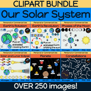 Preview of CLIPART BUNDLE - Earth's Solar System, Eclipses, Moon Phases, and Constellations