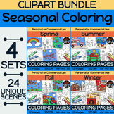 CLIPART BUNDLE - Seasonal COMMERCIAL USE Easy Coloring Scenes