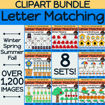Preview of CLIPART BUNDLE - Seasonal Letter Matching and Recognition - Movable Clipart