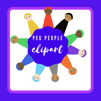 Preview of CLIPART Peg People Rainbow Clip Art Waldorf, Early Education, Montessori