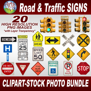 Preview of CLIPART STOCK PHOTOS - Road & Traffic SIGNS - Photographs - PNG - BUNDLE