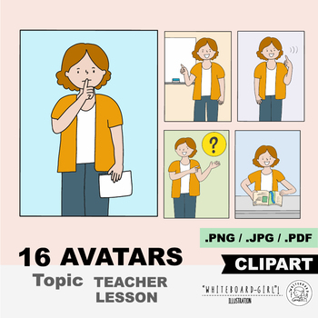 Preview of CLIPART Set of Teacher giving lessons x 16