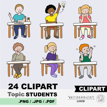Preview of Colouring CLIPART x24 Students in classroom