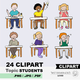Colouring CLIPART x24 Students in classroom