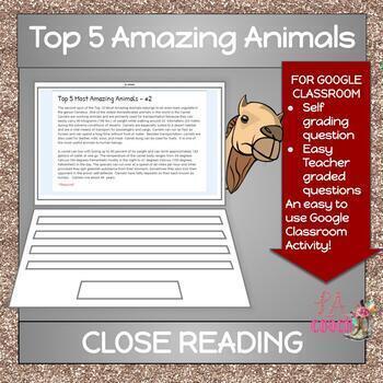 Preview of CLOSE READING 5 MOST AMAZING ANIMALS | DIGITAL DISTANCE LEARNING