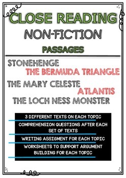 Preview of CLOSE READING - NON-FICTION PASSAGES